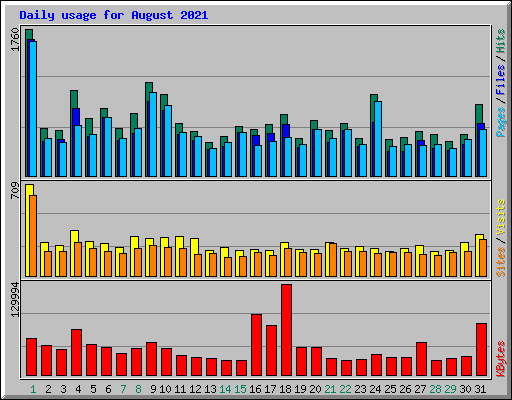 Daily usage for August 2021