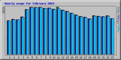 Hourly usage for February 2023